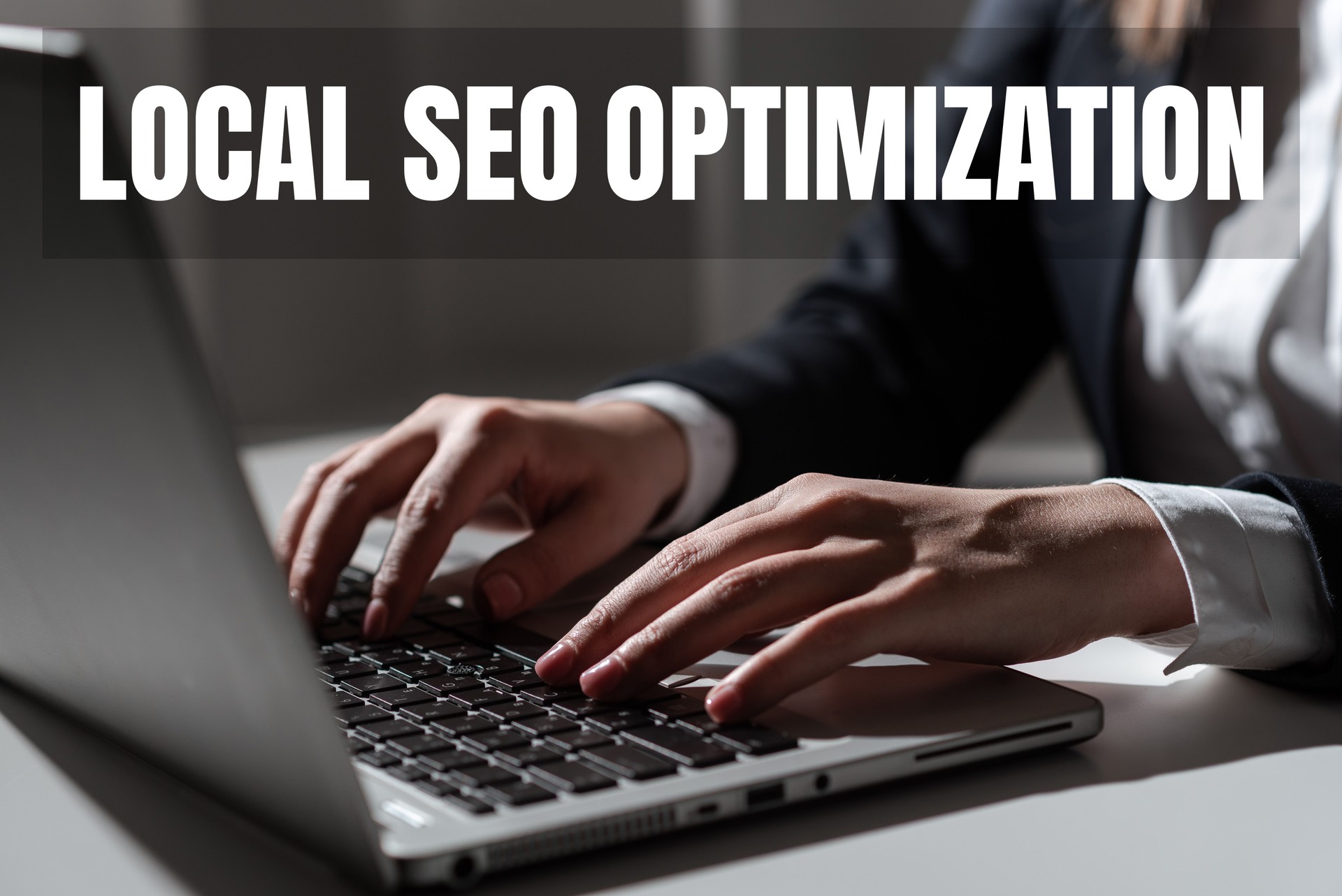 Text caption presenting Local Seo Optimization. Business overview increase Search Visibility to Rank on Top list